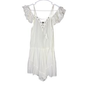 E.ssue white off the shoulder romper nwt